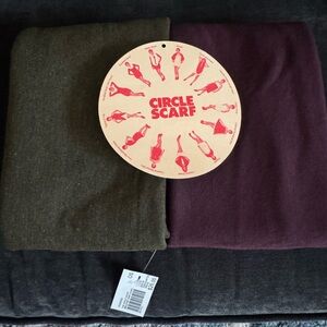 American Apparel Circle Scarf in Olive and Plum